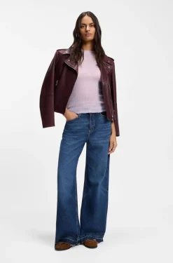 Wool-blend sweater with ribbed knit