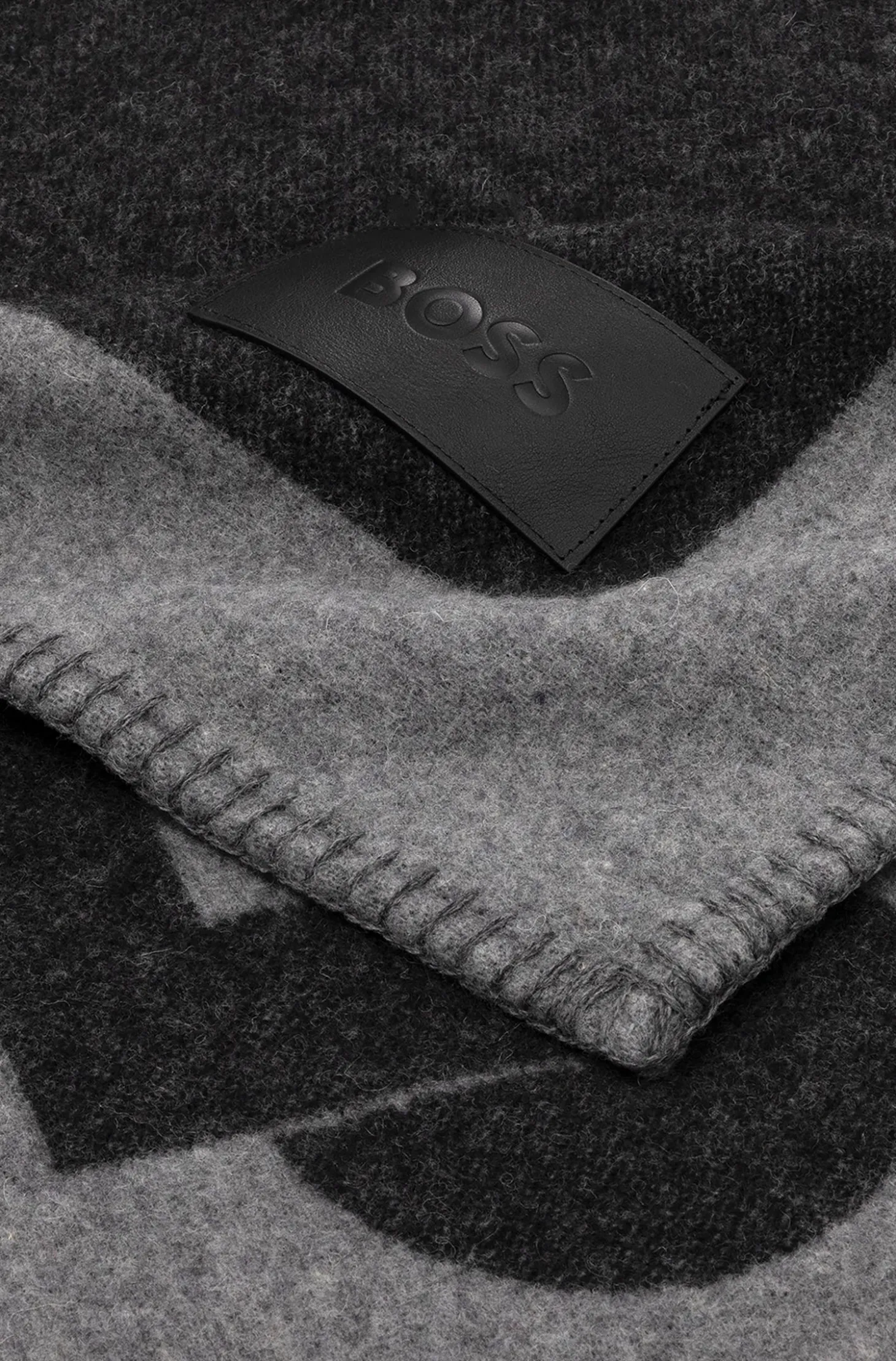 Wool-blend throw with Double B monogram
