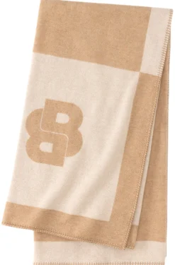 Wool-blend throw with Double B monogram