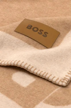 Wool-blend throw with Double B monogram