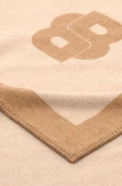 Wool-blend throw with Double B monogram