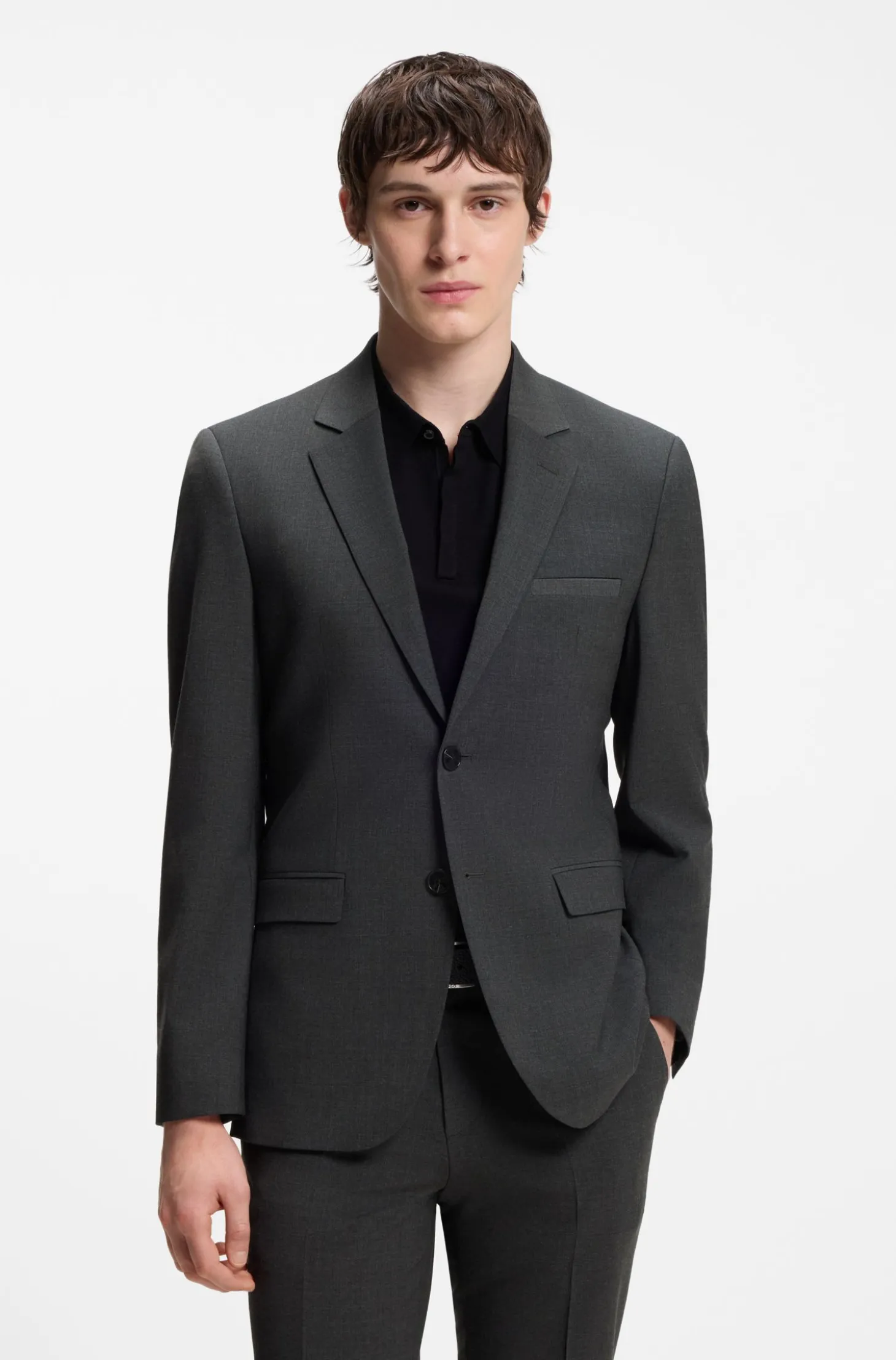 Wool-blend two-piece extra-slim-fit suit