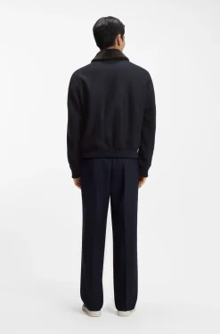 Wool-cashmere coat with faux-fur collar