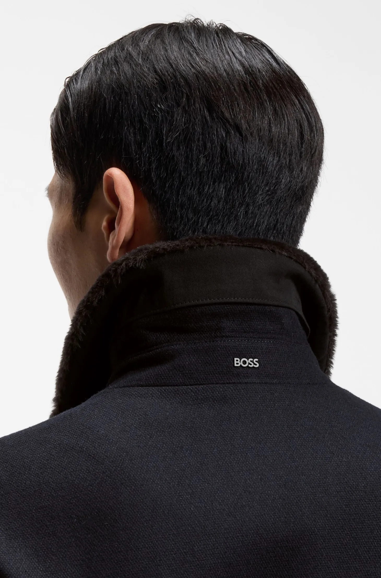 Wool-cashmere coat with faux-fur collar