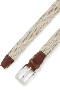 Woven belt with leather facings