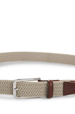 Woven belt with leather facings
