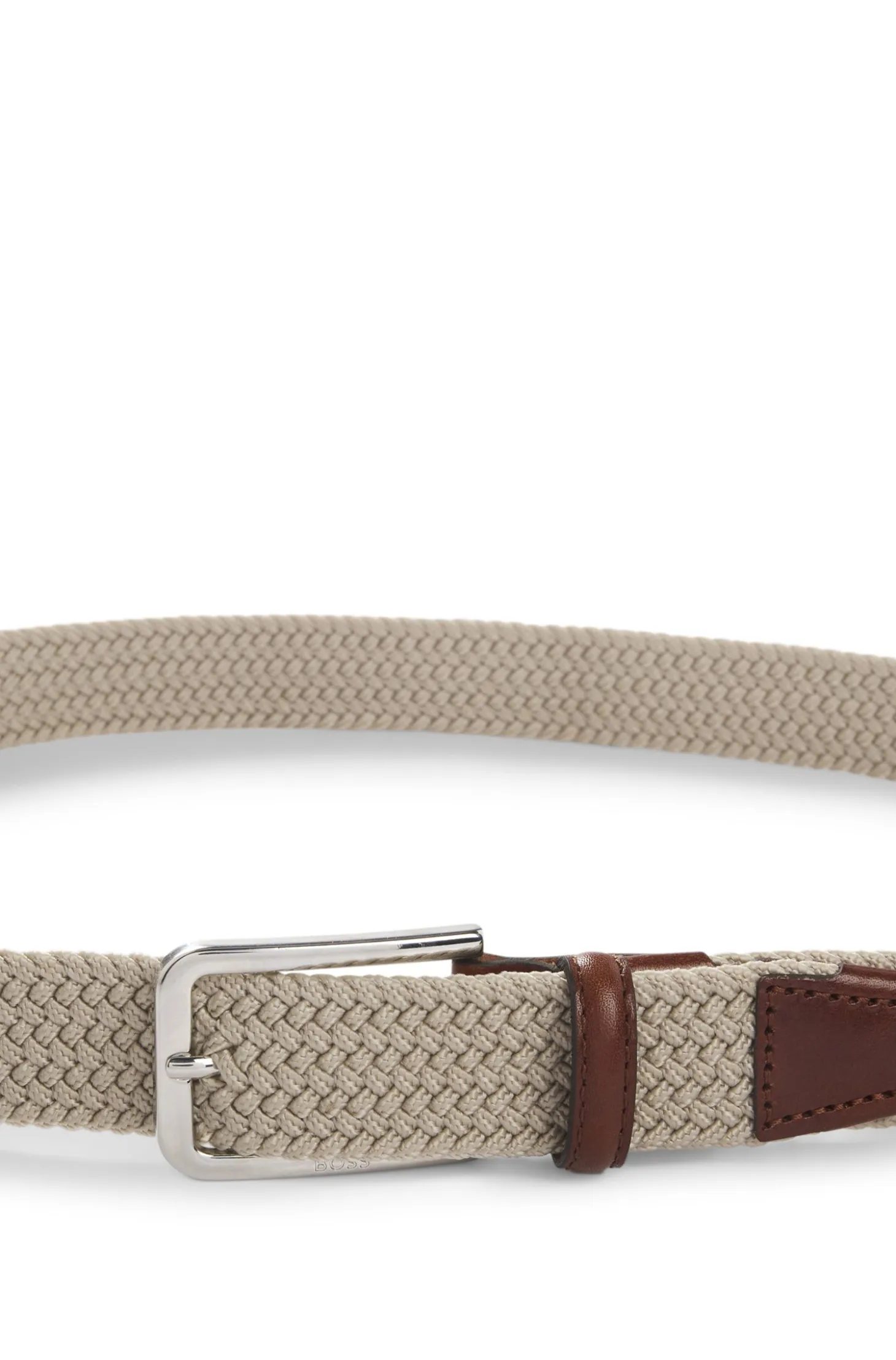 Woven belt with leather facings
