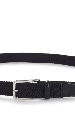Woven belt with leather facings