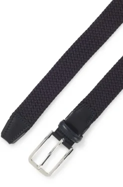 Woven belt with leather facings