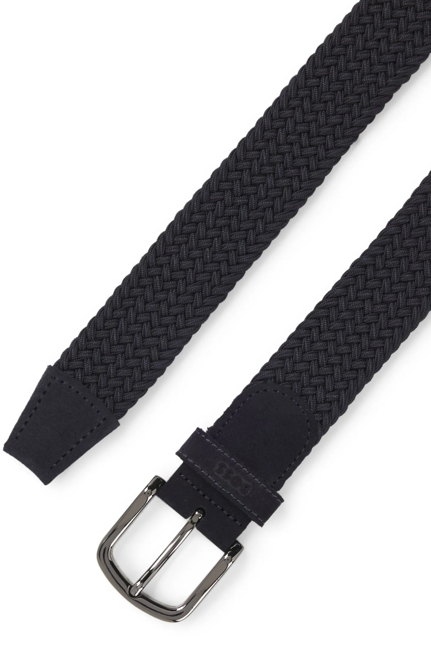 Woven belt with leather trims