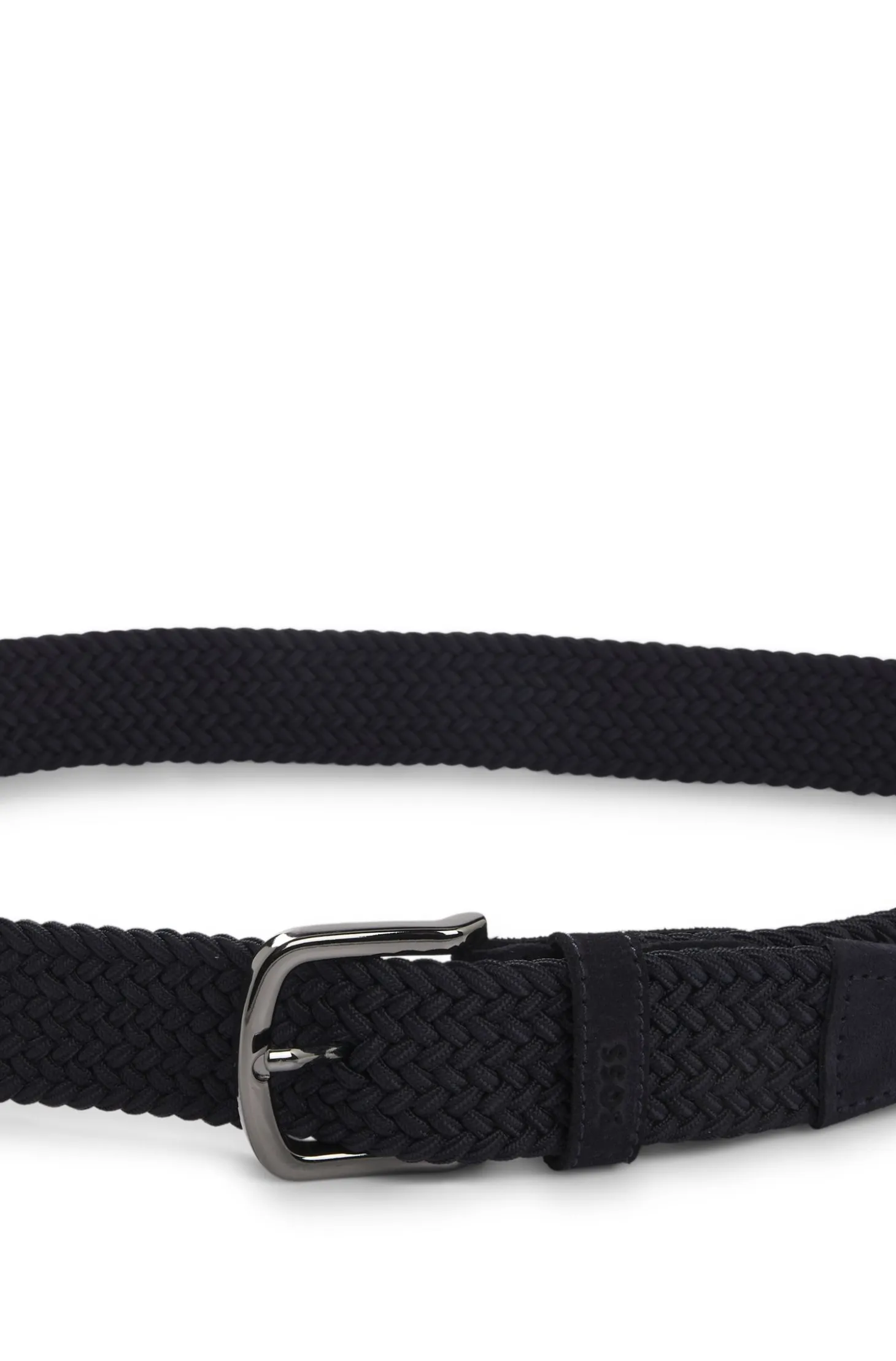 Woven belt with leather trims