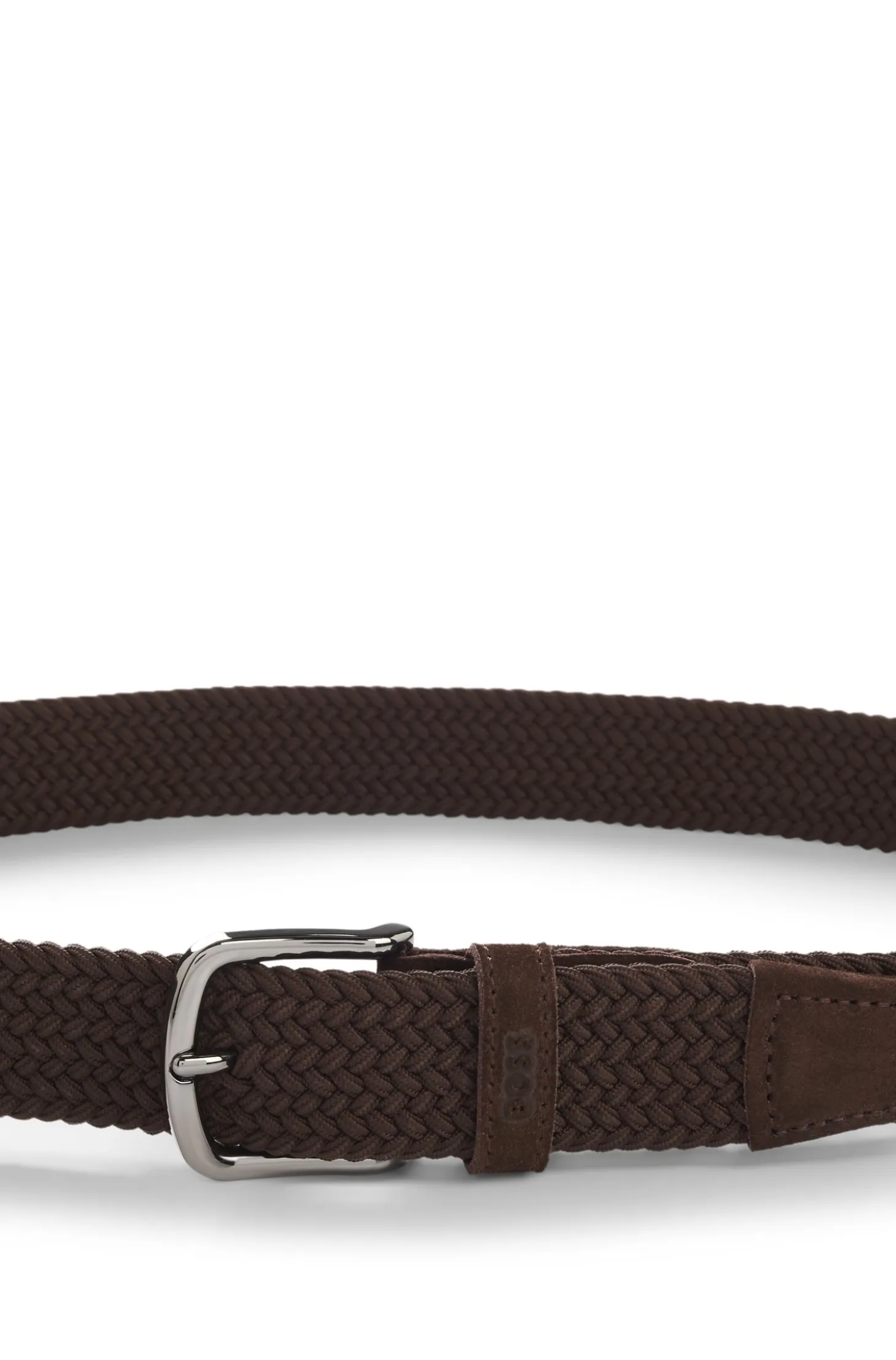 Woven belt with leather trims