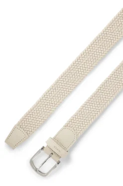 Woven belt with leather trims