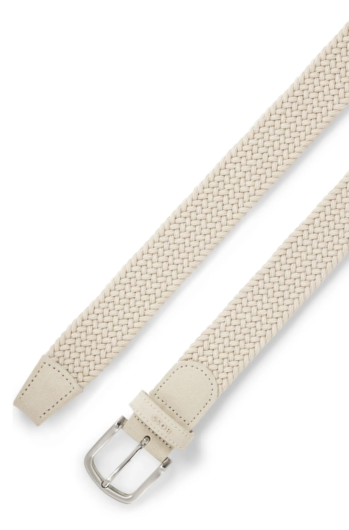 Woven belt with leather trims