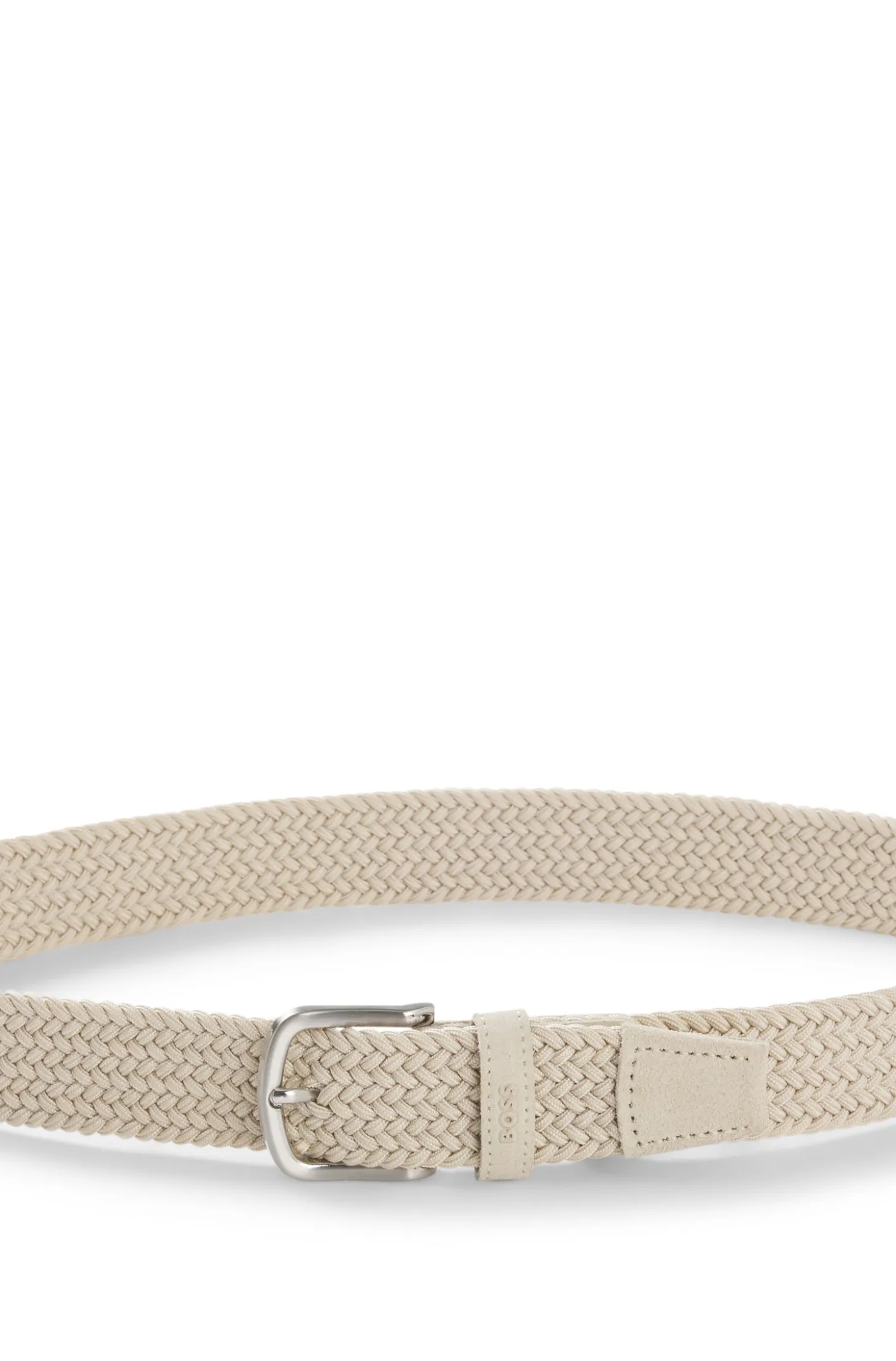 Woven belt with leather trims