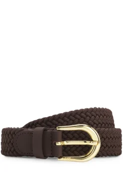 Woven belt with leather trims