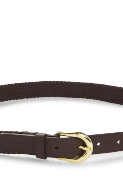 Woven belt with leather trims