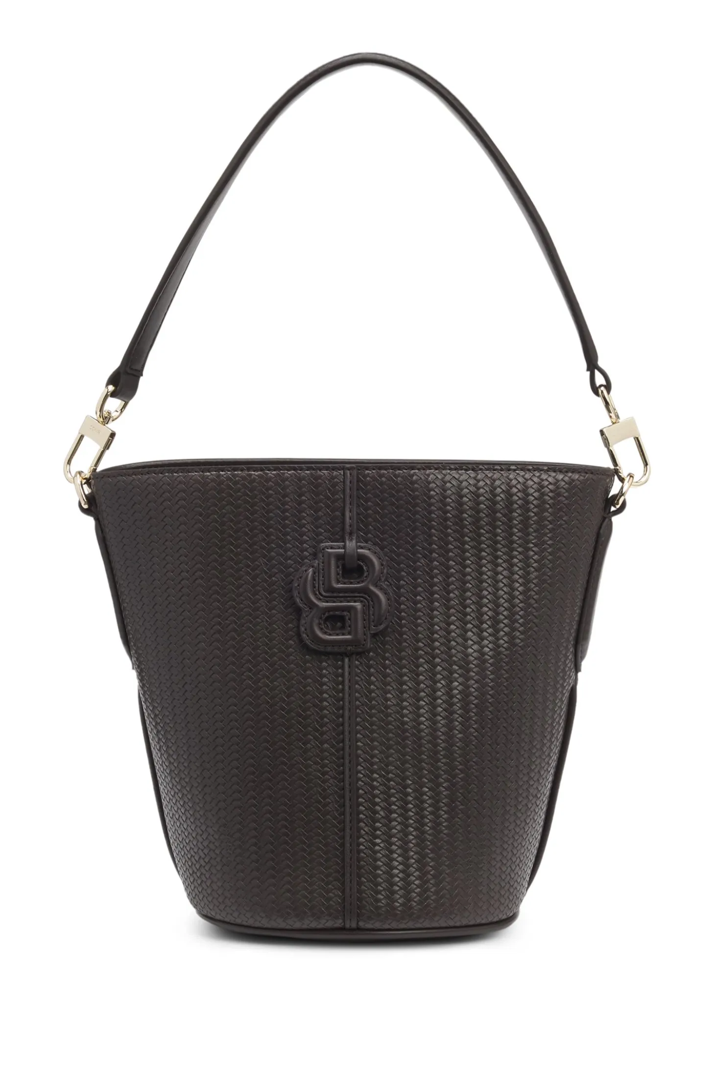 Woven-effect bucket bag with Double B monogram