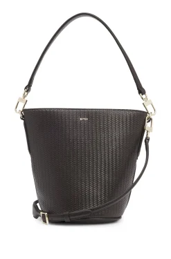 Woven-effect bucket bag with Double B monogram