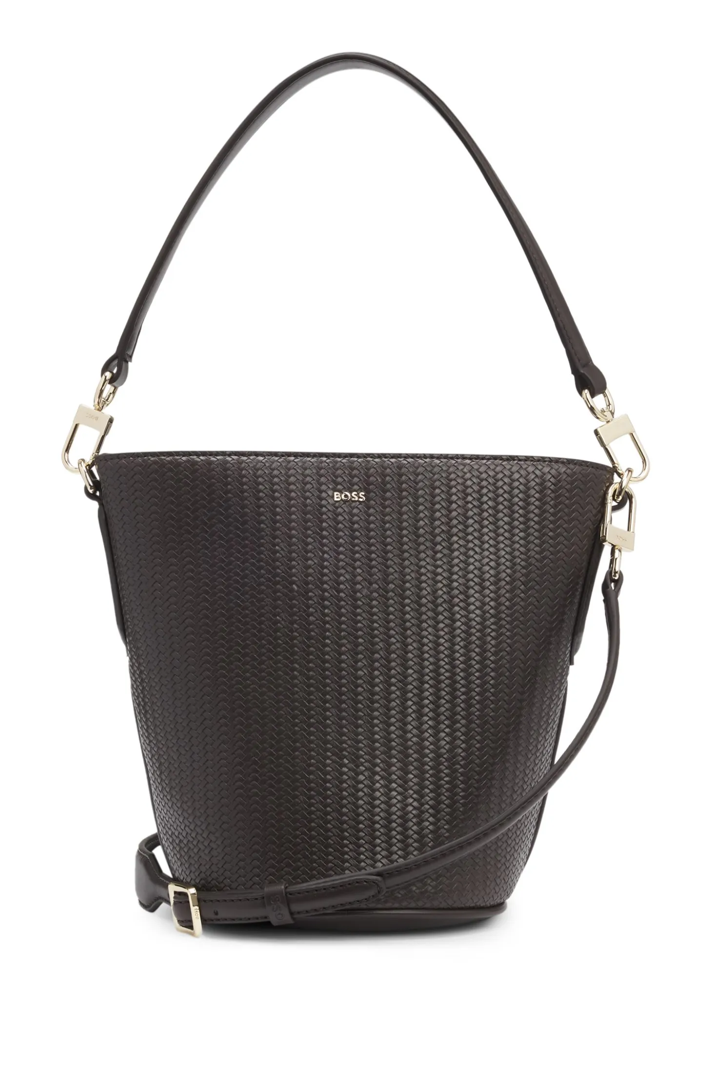 Woven-effect bucket bag with Double B monogram