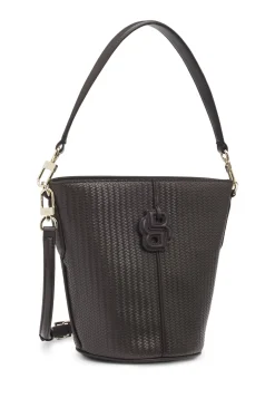 Woven-effect bucket bag with Double B monogram