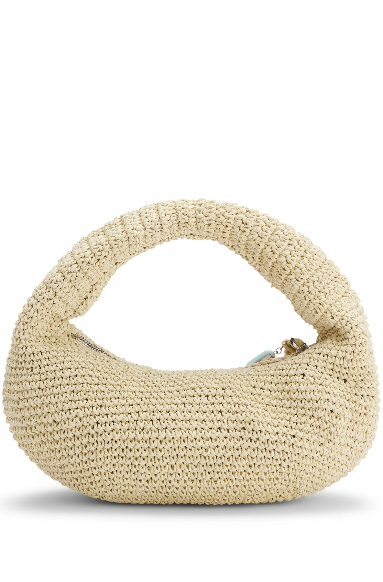 Woven hobo bag with logo charm