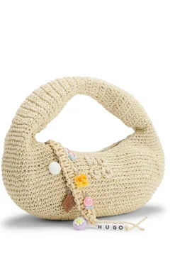 Woven hobo bag with logo charm