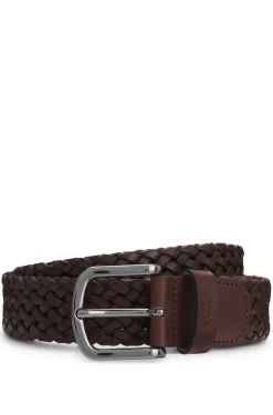 Woven leather belt