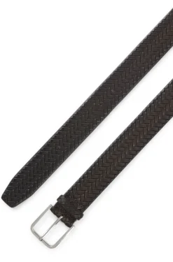 Woven-leather belt with pin buckle