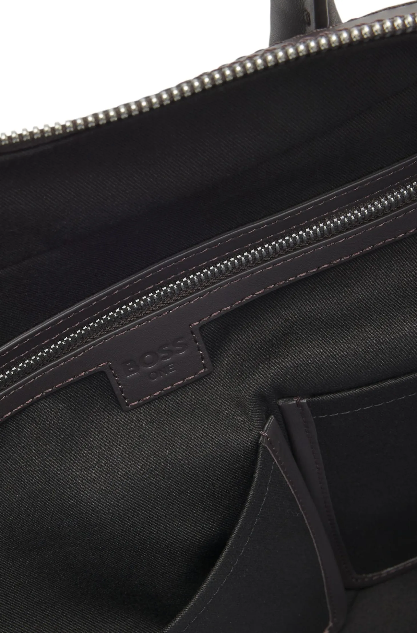 Woven-leather holdall with silver-tone logo