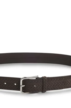 Woven-suede belt with logo buckle
