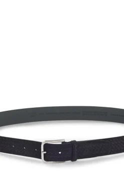Woven-suede belt with logo buckle
