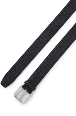 Woven-suede belt with logo buckle