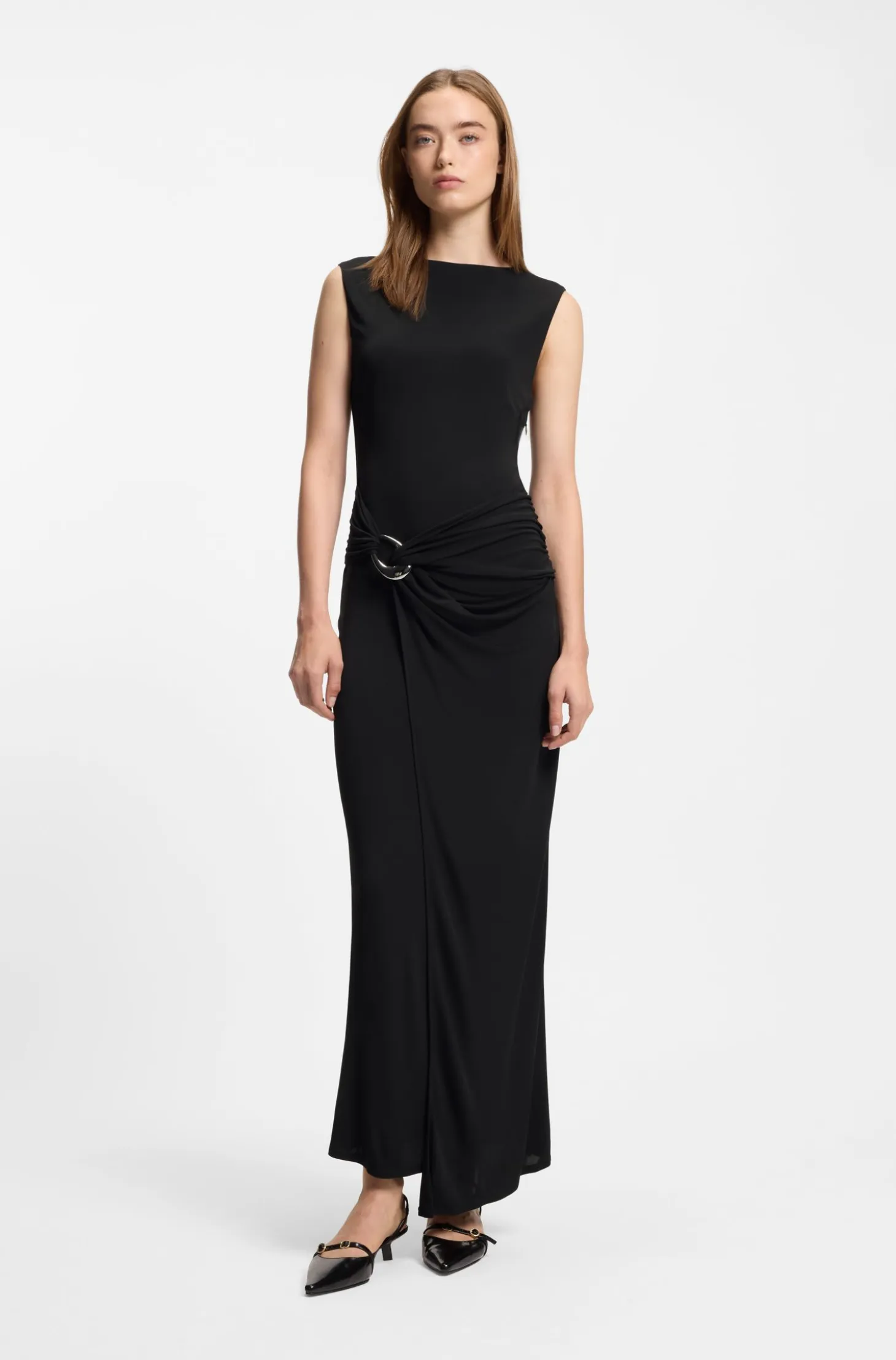 Wrap-effect dress with buckle detail
