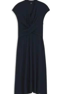 Wrap-front dress in stretch fabric