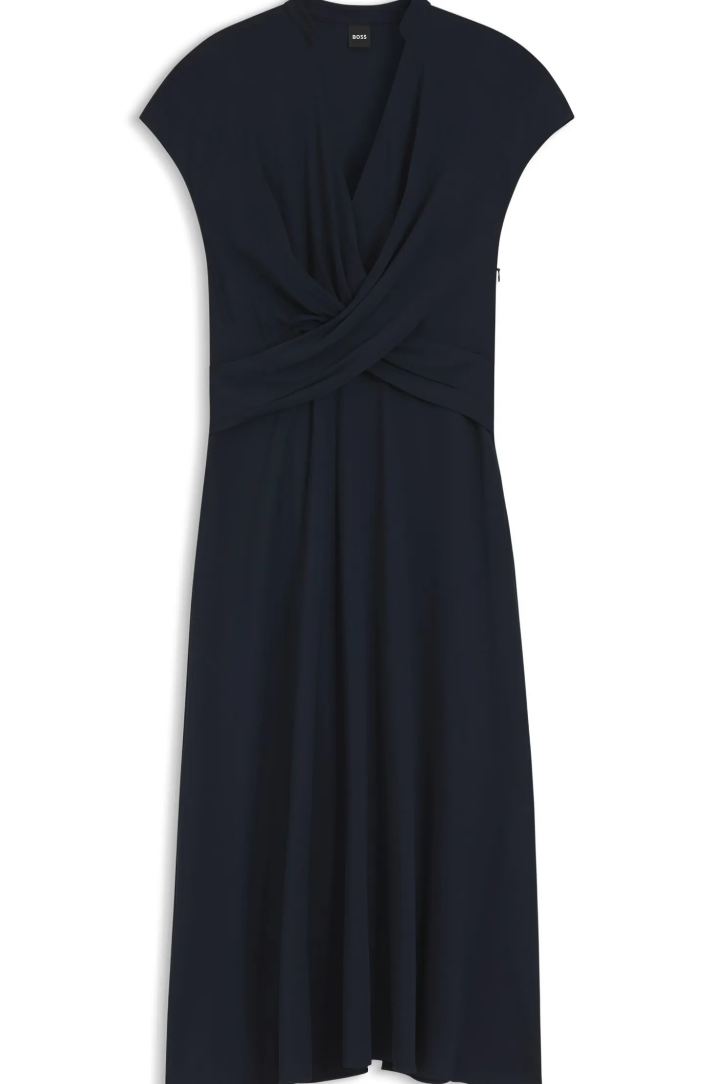 Wrap-front dress in stretch fabric