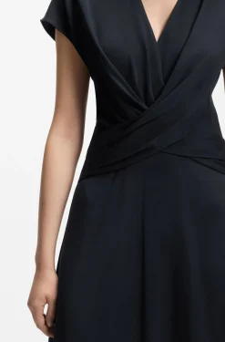 Wrap-front dress in stretch fabric