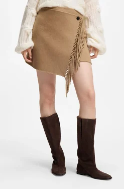 Wrap mini skirt with fringing