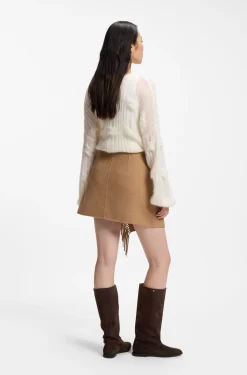 Wrap mini skirt with fringing