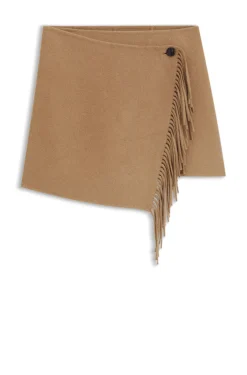 Wrap mini skirt with fringing