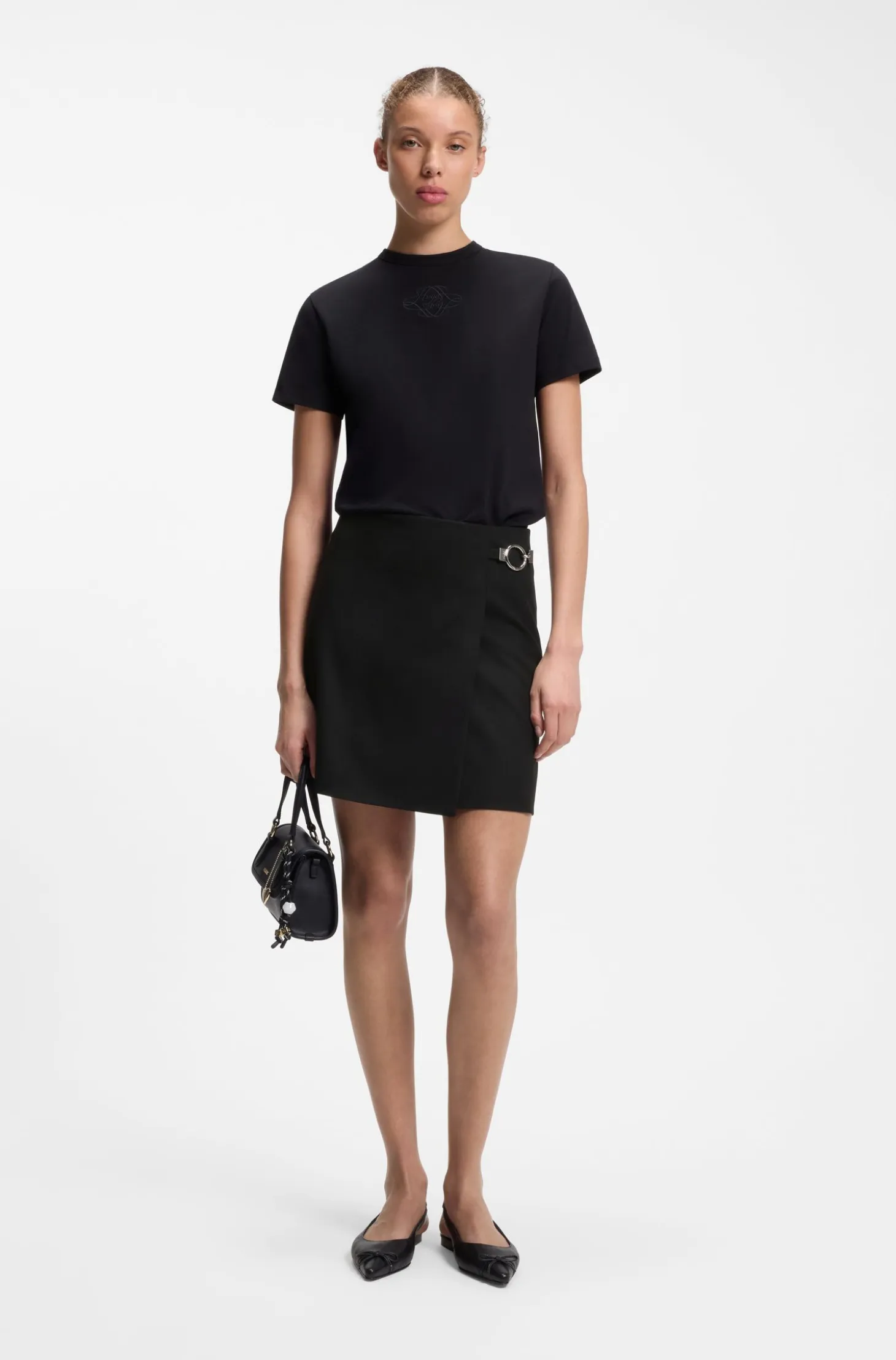Wrap mini skirt with metal carabiner