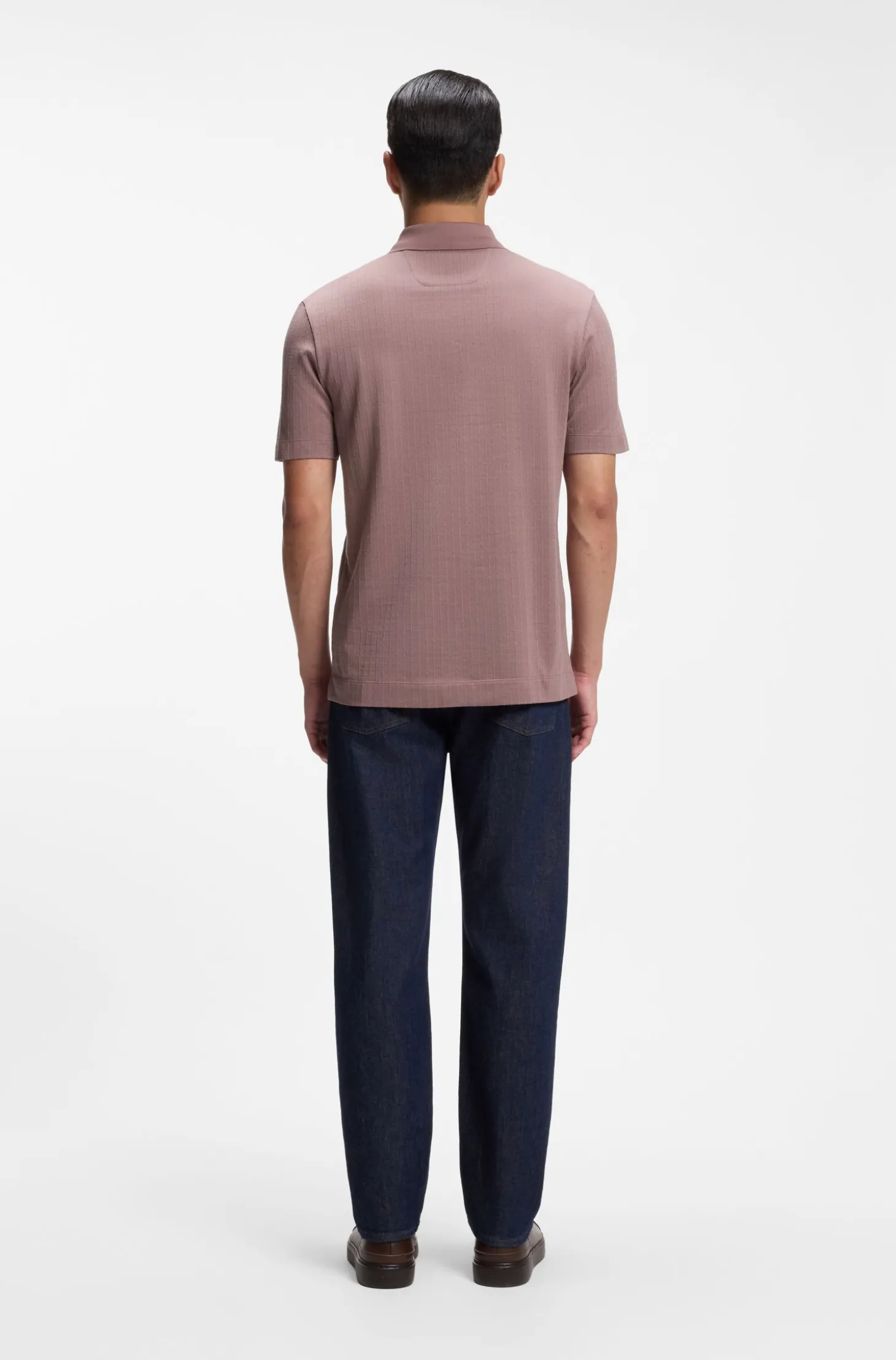Zip-neck polo shirt in a cotton-silk blend