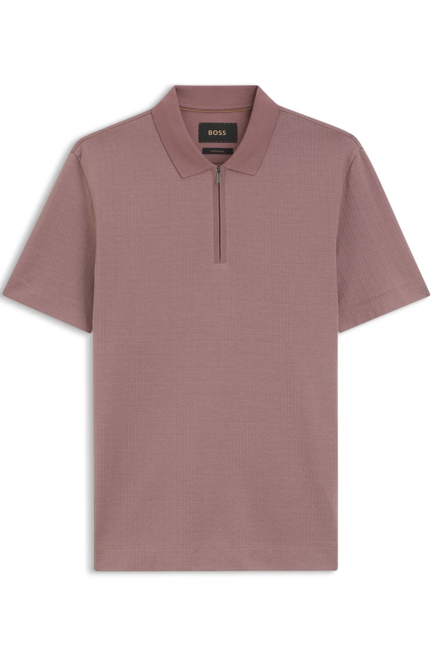 Zip-neck polo shirt in a cotton-silk blend