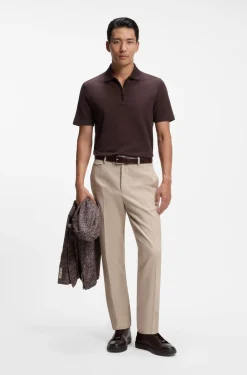 Zip-neck polo shirt in a cotton-silk blend