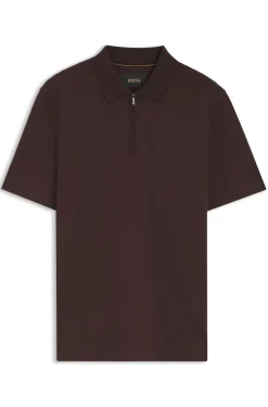 Zip-neck polo shirt in a cotton-silk blend