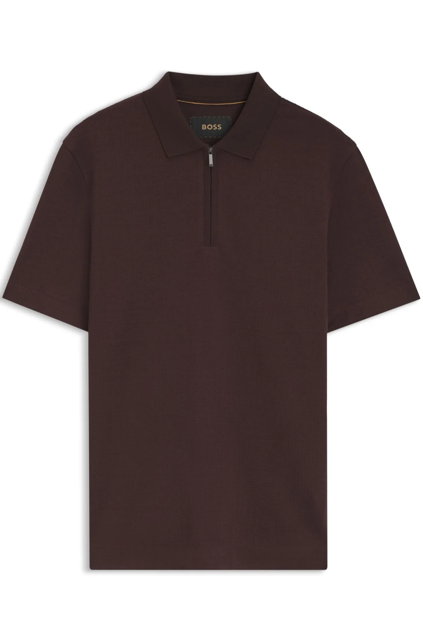 Zip-neck polo shirt in a cotton-silk blend
