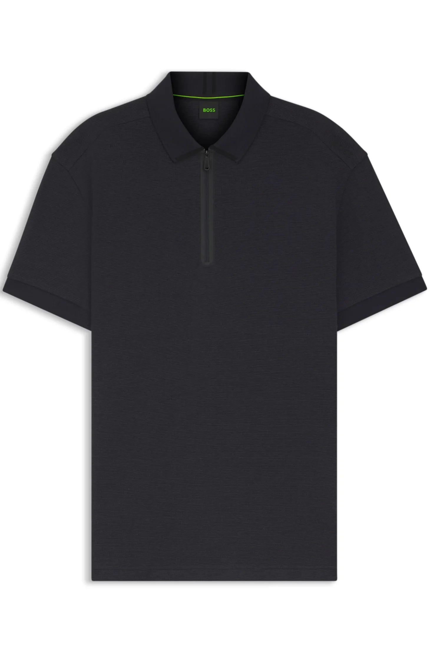 Zip-neck polo shirt in waffle jacquard