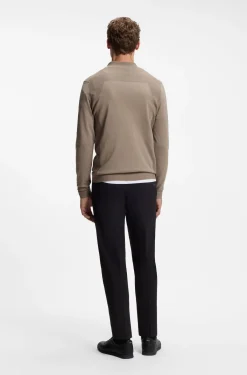 Zip-neck sweater in a cotton blend