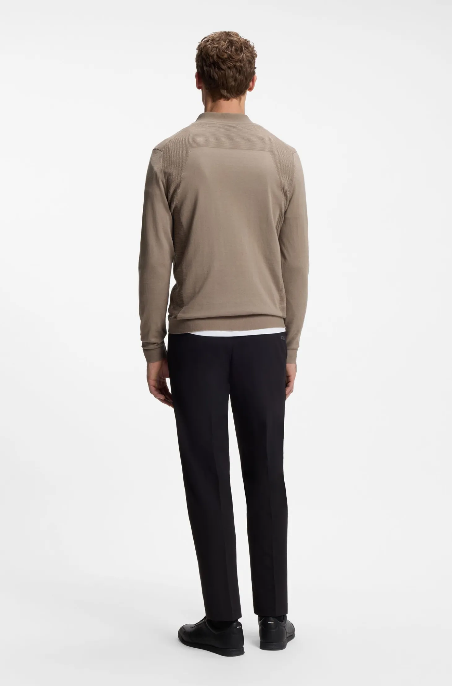 Zip-neck sweater in a cotton blend