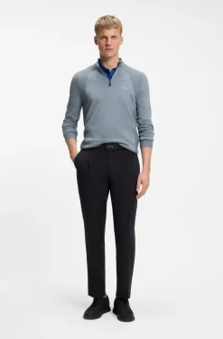 Zip-neck sweater in a cotton blend